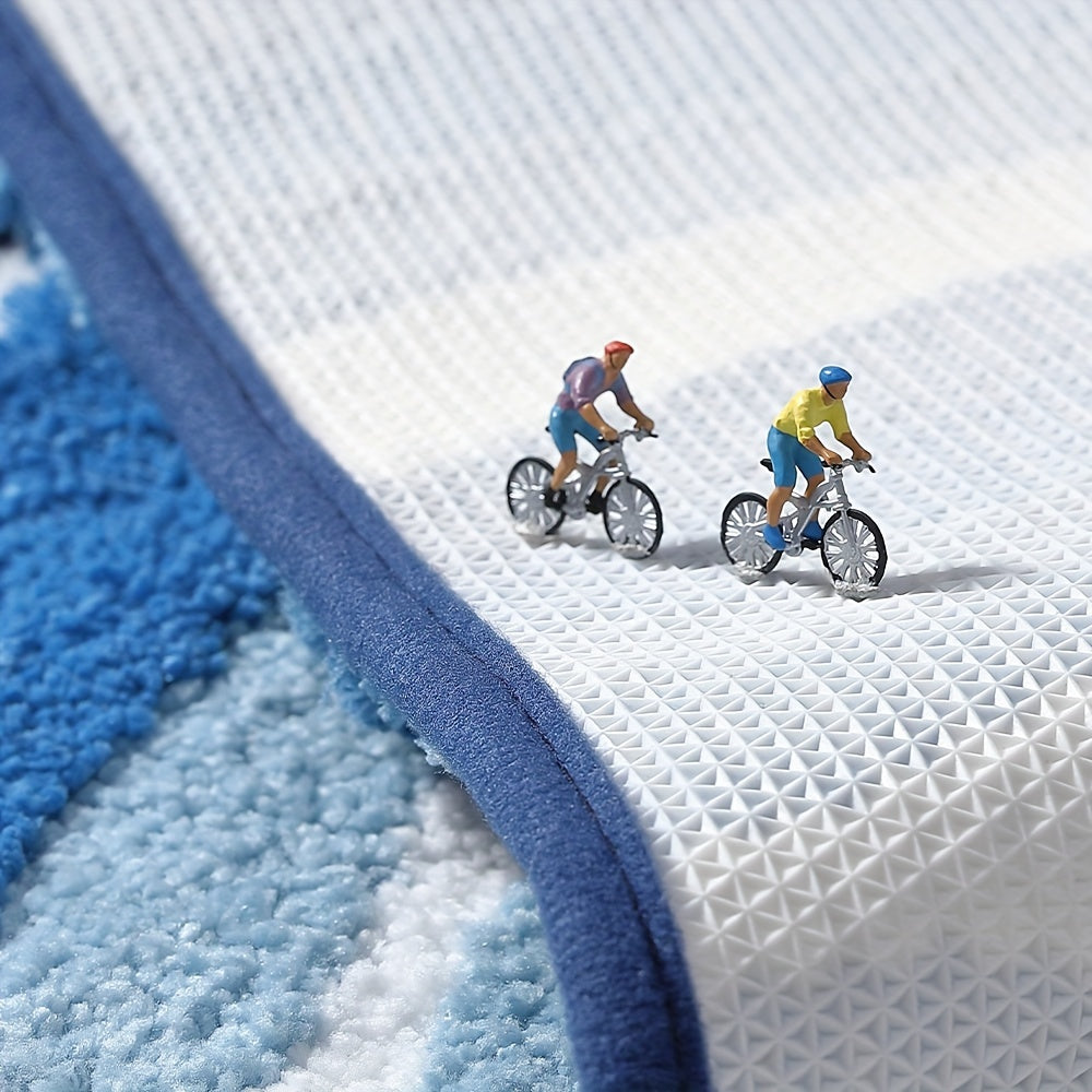 Geometric Bathroom Rug – Absorbent and Soft with Non-Slip Backing