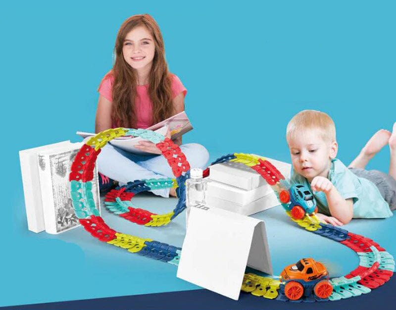 KidsPlay | Magnetic Car Track | Montessori Toy | Improve Hand-Eye Coordination | Develop Imagination | Glows in the Dark | Safe & Durable Material | Gift for Children