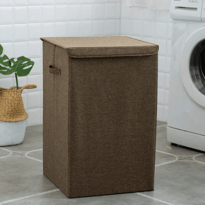 Bamboo Linen Laundry Basket with Lid