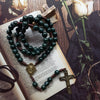 Moss Agate Saint Medal Cross Pendant Rosary Necklace – Celeste