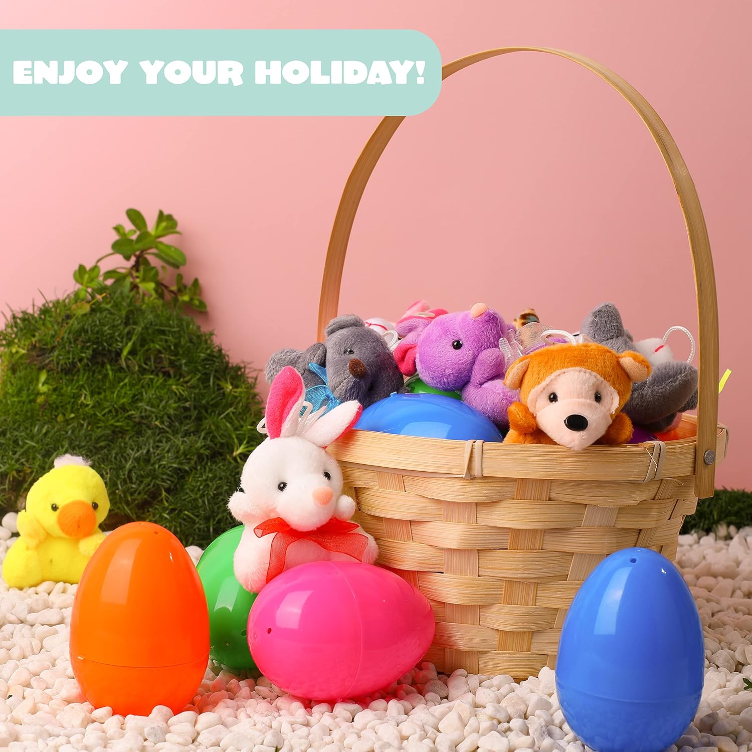 Plush Easter Eggs with Mini Animals for Children – 12 Piece Surprise Egg Set
