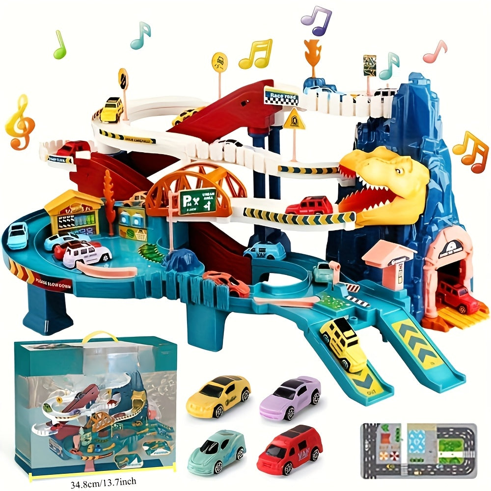 DinoRace Adventure Playset - Exciting Race Track with Dinosaur and Vehicles for Children