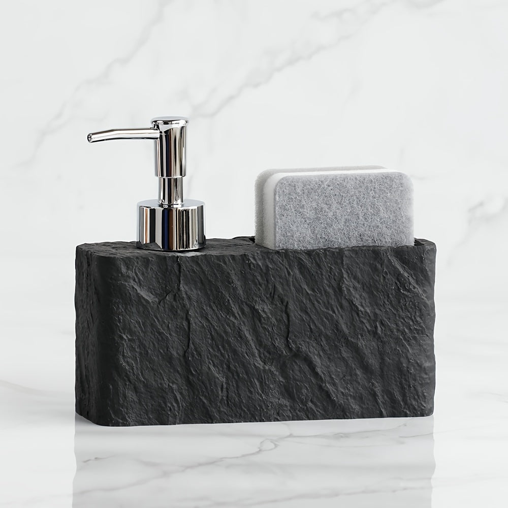 Stone Look Soap Dispenser with Sponge Holder – Stylish and Practical for Kitchen or Bathroom