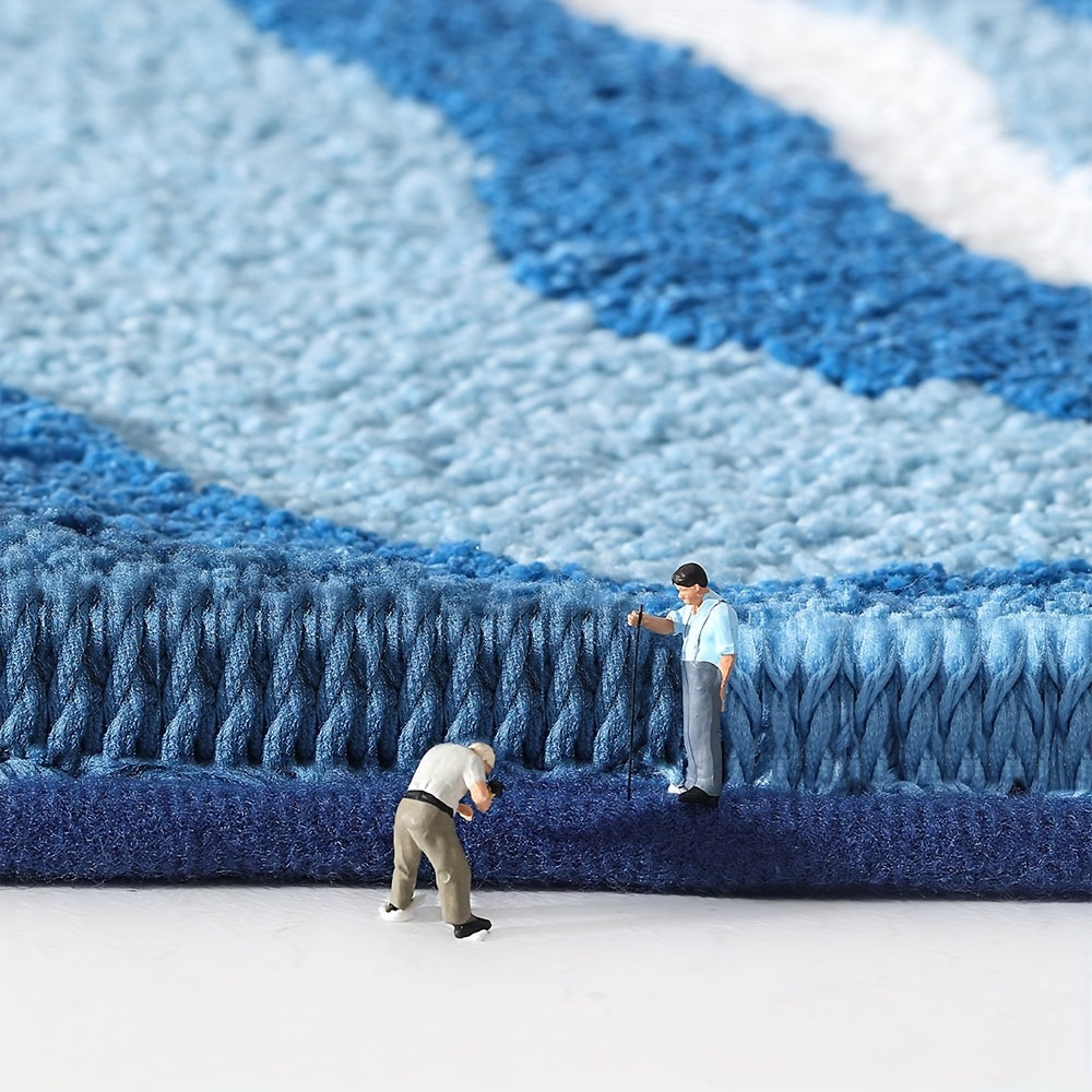 Geometric Bathroom Rug – Absorbent and Soft with Non-Slip Backing