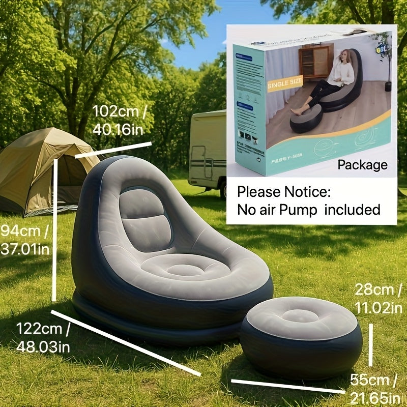 Inflatable Sofa Lounger with Footrest - Waterproof & Comfortable