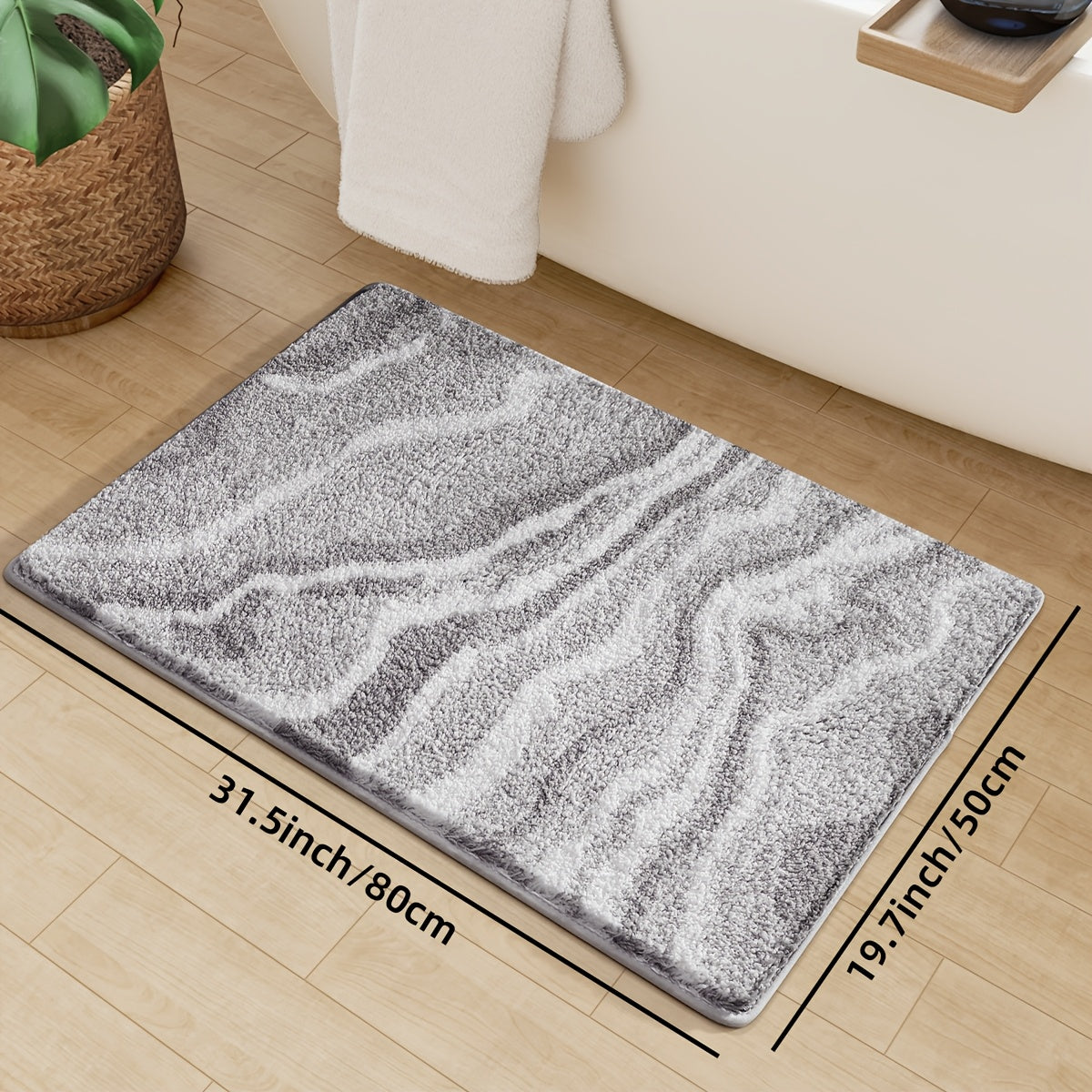 Fluffy Flocking Bath Mat – Absorbent and Soft for Bathroom or Kitchen