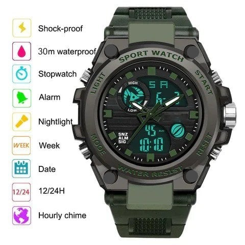 ⌚Sporty Dual-Display Mode Multifunctional Waterproof Illuminated Men's Wristwatch