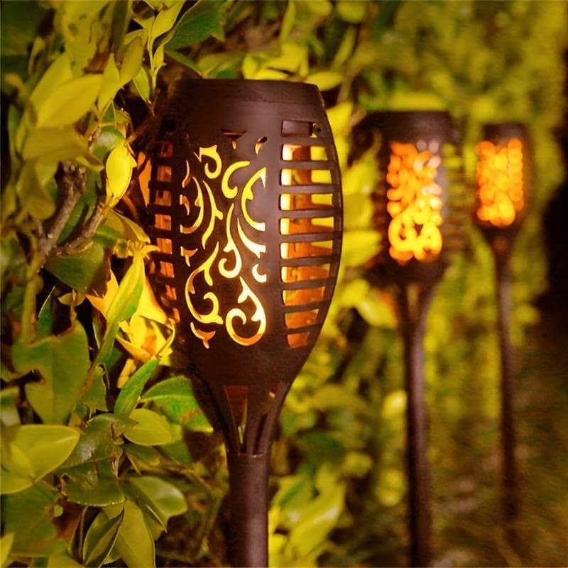 2x Solar Garden Lanterns - Atmospheric Outdoor Lighting