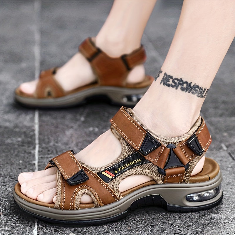 Premium Men's Leather Beach Sandals – Adjustable and Shock-Absorbing