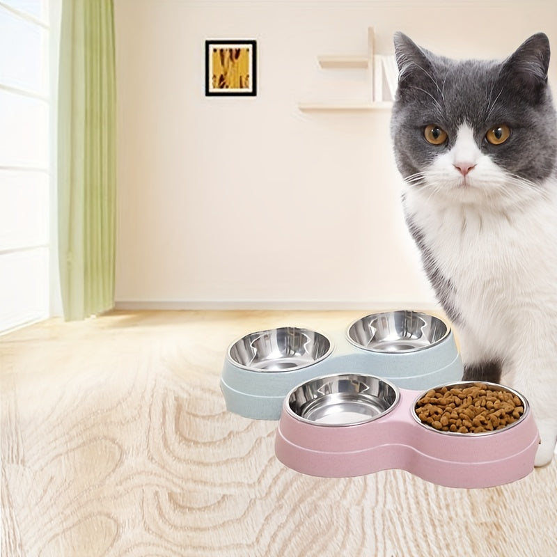 Stainless Steel Double Pet Bowl – Perfect for Feeding and Drinking