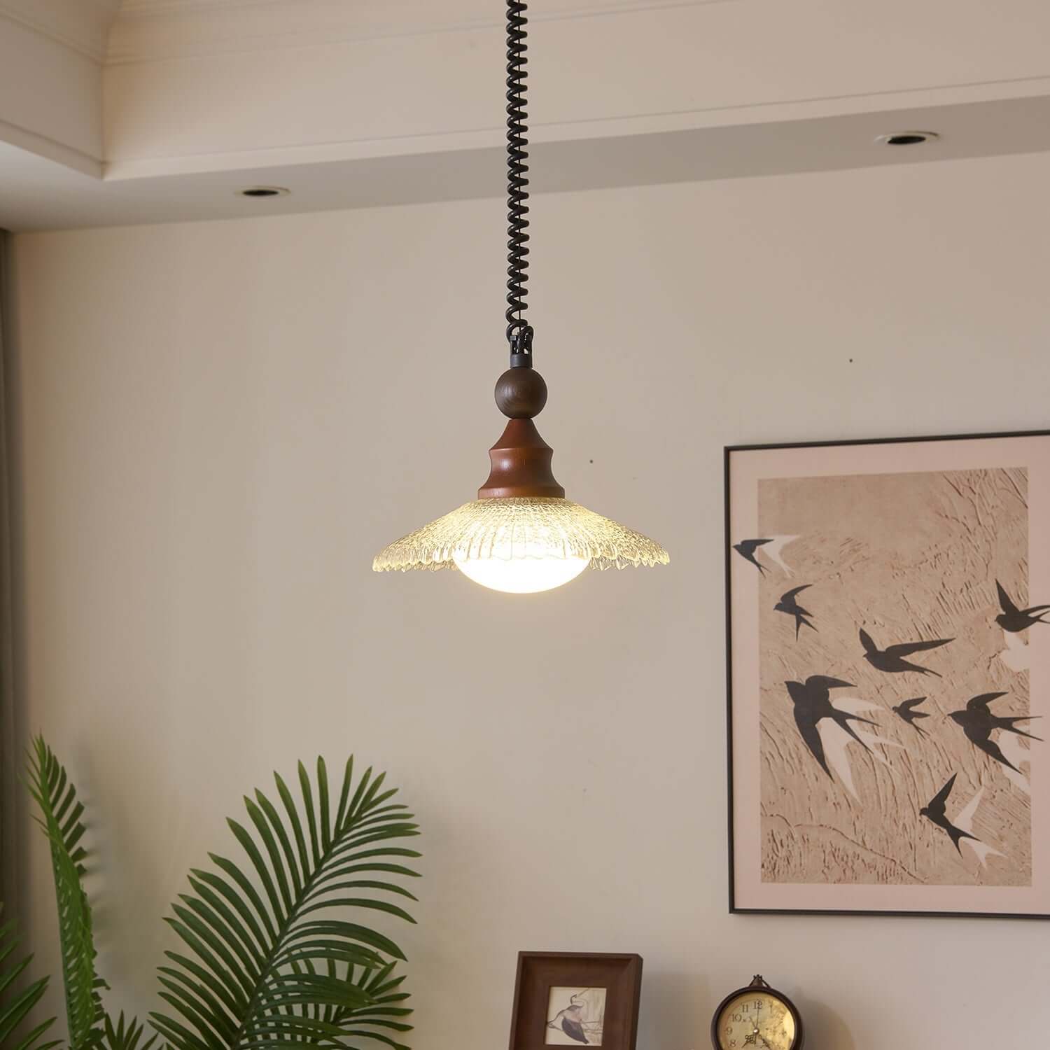 Pendant Light with Wooden Accents