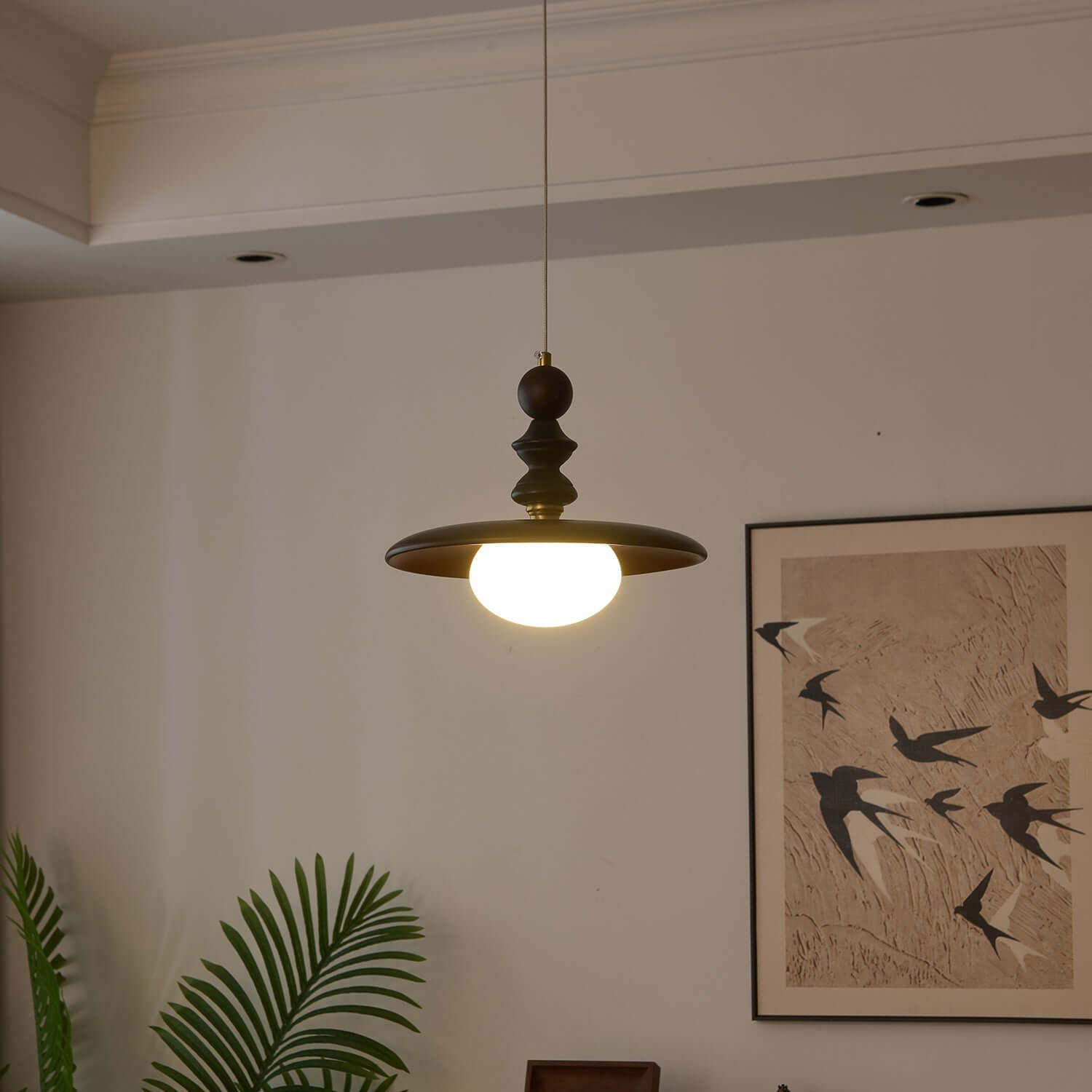 Pendant Light with Wooden Accents