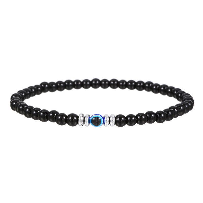 Men's Bracelet Made of 4 mm Natural Stone with Evil Eye Bead – Thor