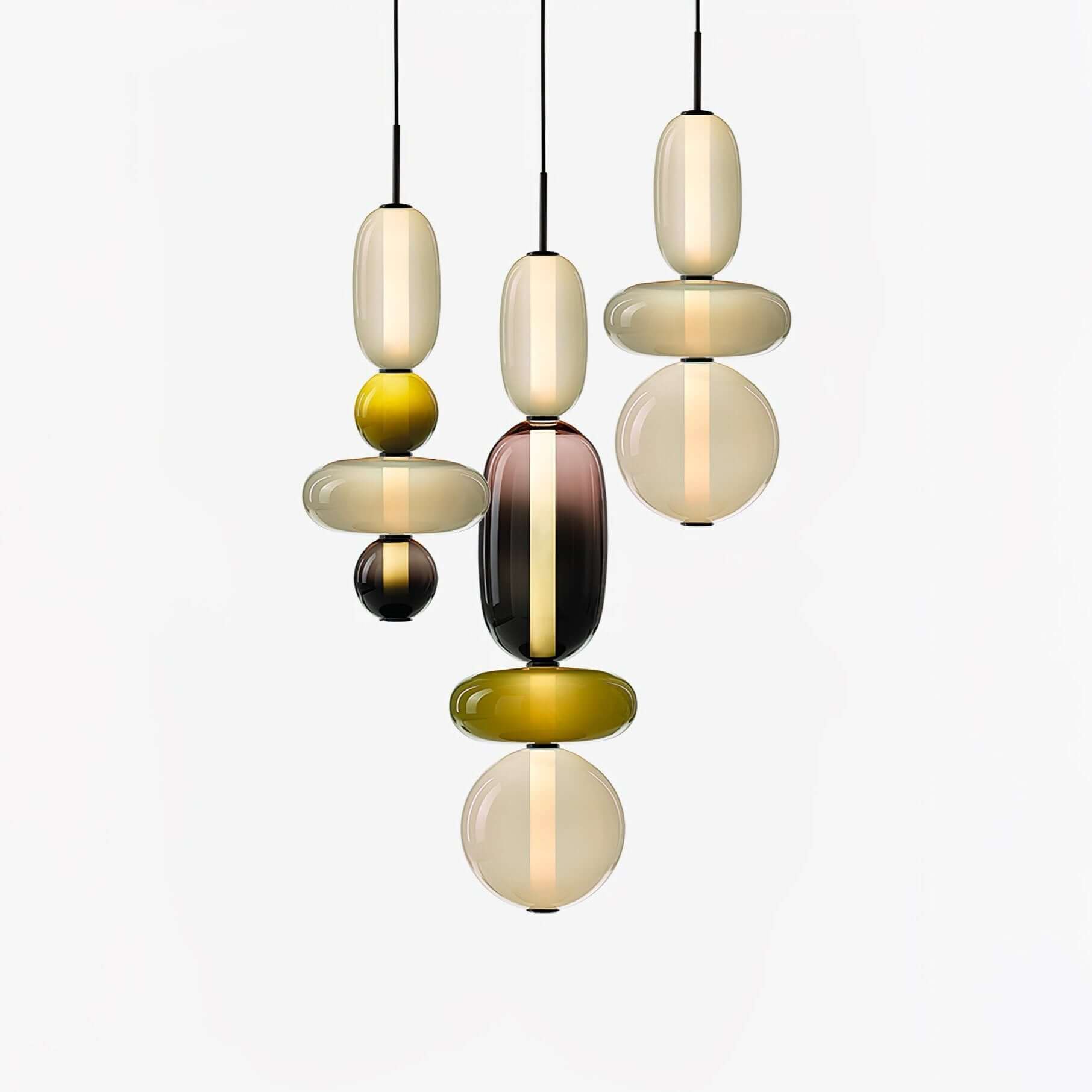 Modern Pendant Light with Coloured Glass