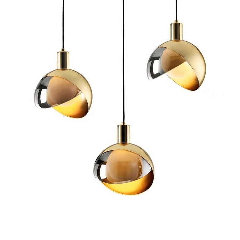 Pendant Light - Smoky Glass & Gold