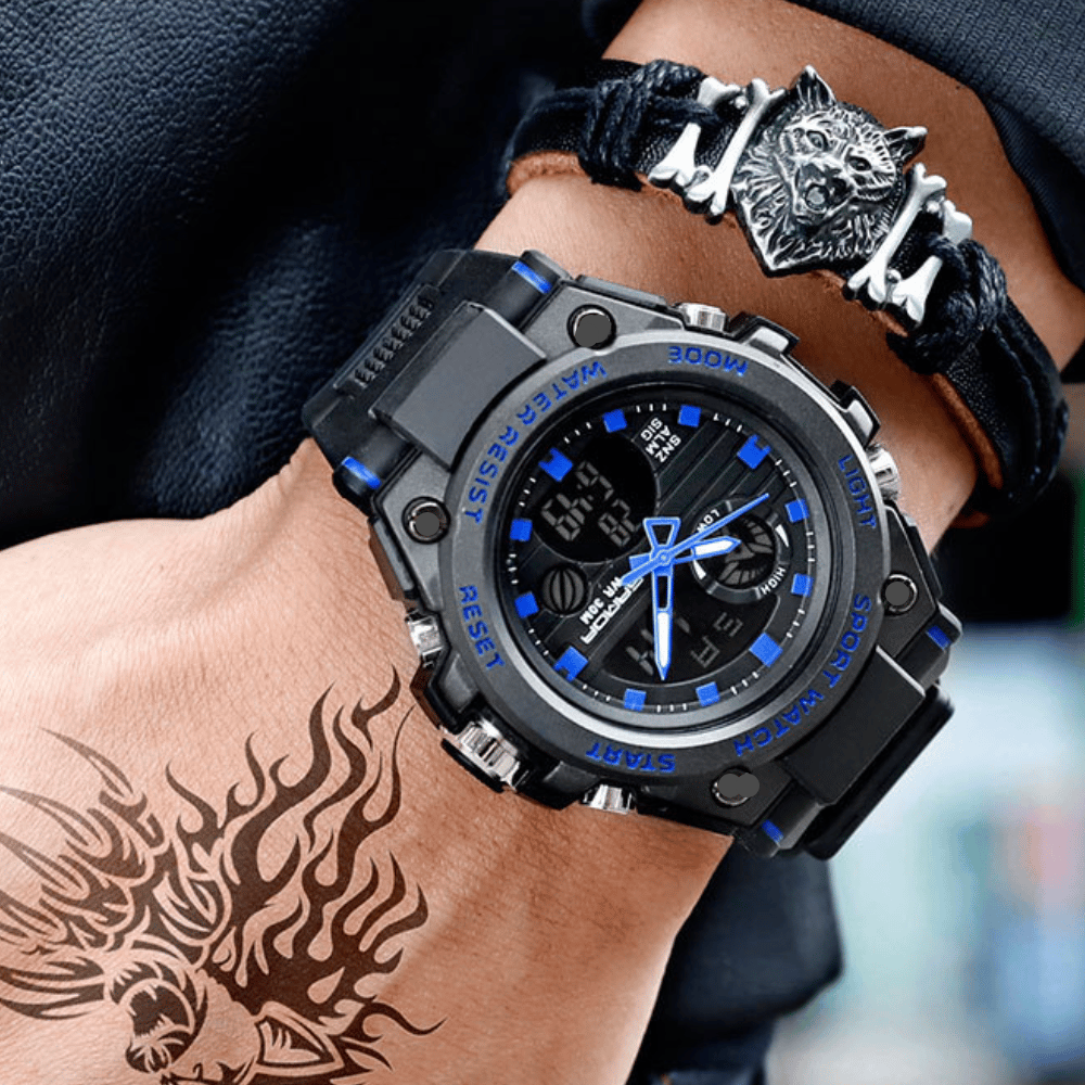 ⌚Sporty Dual-Display Mode Multifunctional Waterproof Illuminated Men's Wristwatch