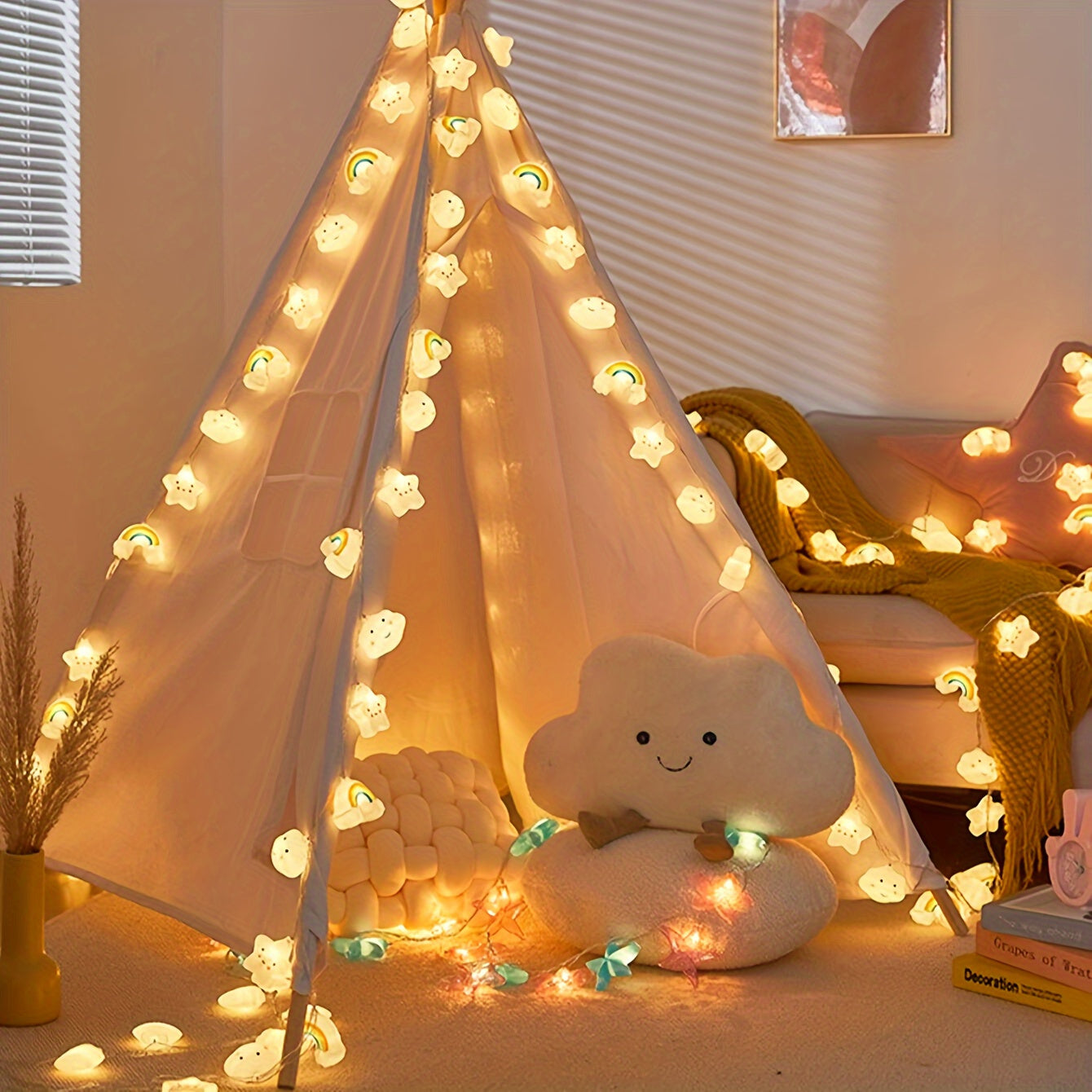 Magical LED String Lights – Star, Cloud and Rainbow Designs for a Cheerful Atmosphere