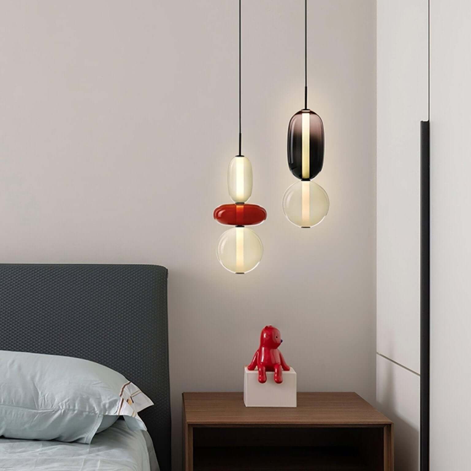 Modern Pendant Light with Coloured Glass