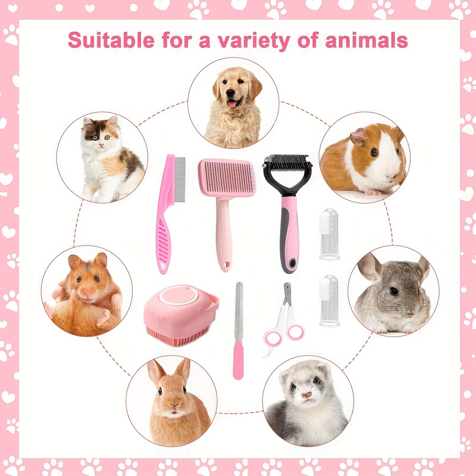 8-Piece Dog Grooming Set - For a Healthy and Shiny Coat for Your Pet