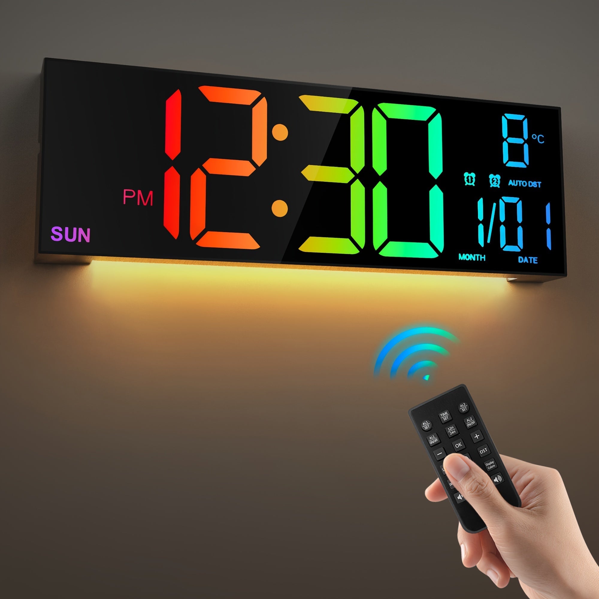 LumiWall Digital Wall Clock – Large, Colourful and Easy to Read