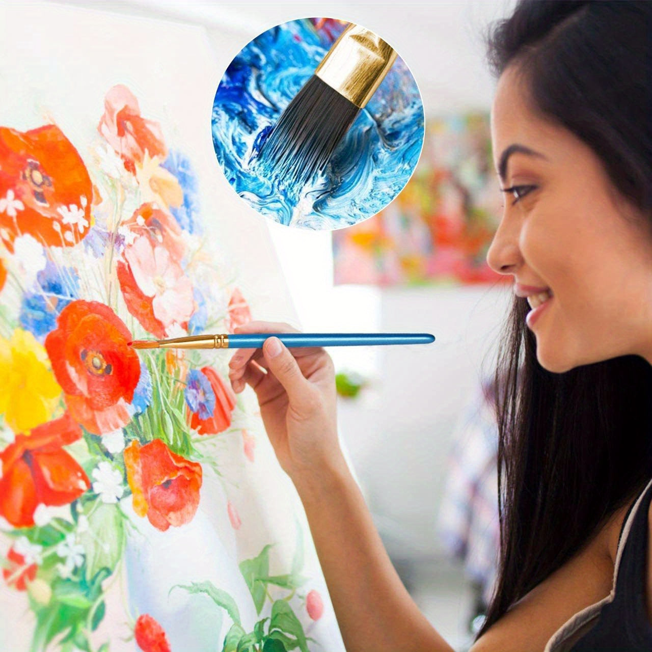 Acrylic Paint Set – 28 Pieces, Including 18 Colours of Acrylic Paint and 10 Brushes