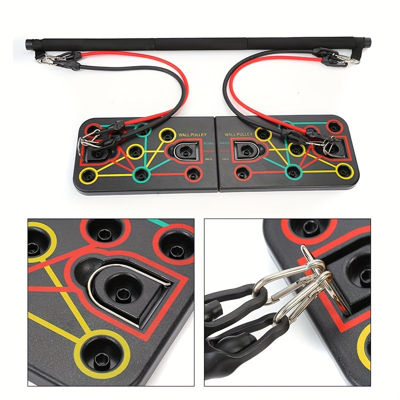 Push-up plank set with handles, resistance bands, and accessories – ideal for chest and abs