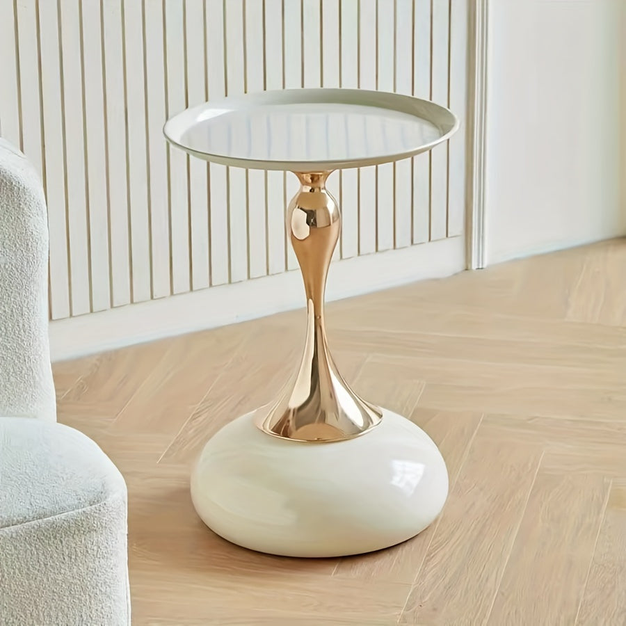 Ningqin Gold-White Side Table – Compact and Chic Design