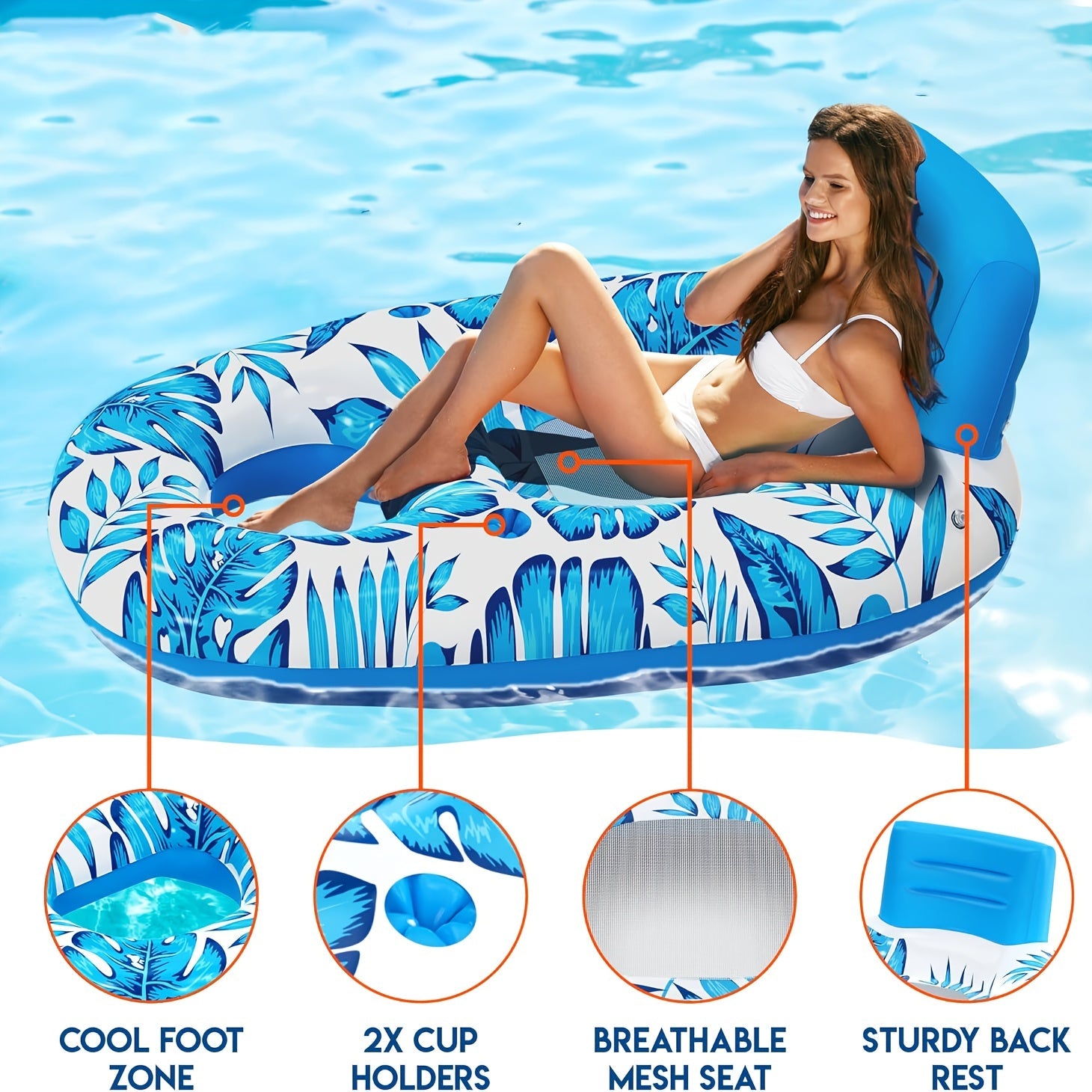 TropiFloat Inflatable Swim Ring – Relax with Sturdy Backrest