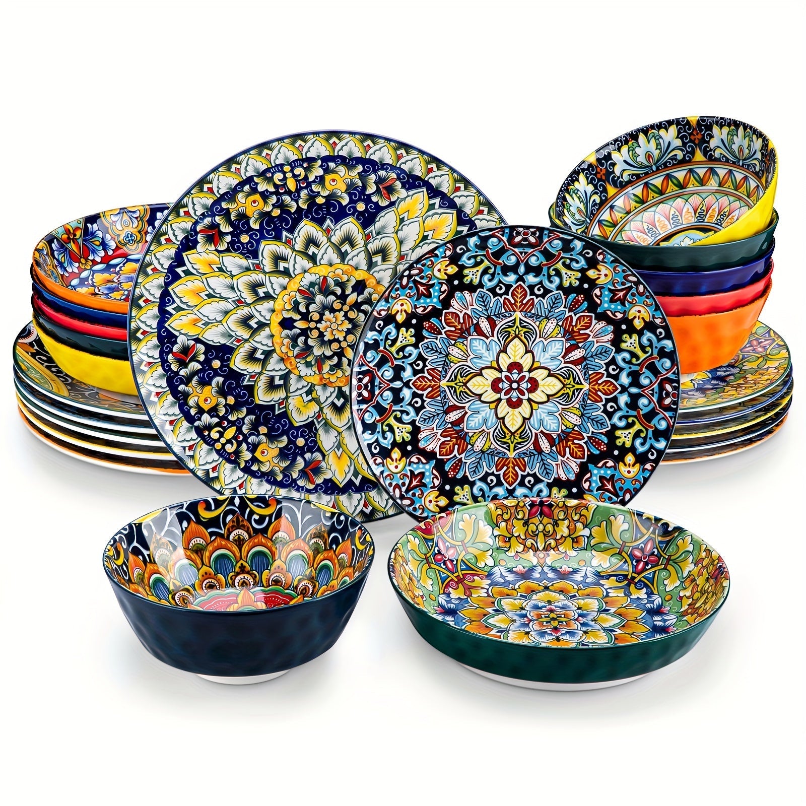 24-Piece Dinner Set – Stoneware in Bohemian Style
