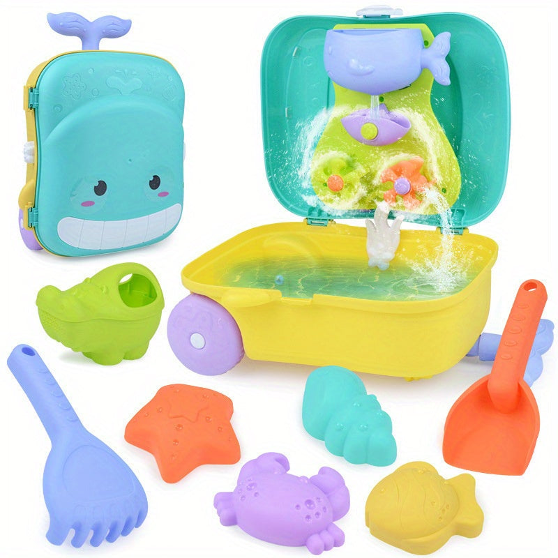 Whale-Themed Beach Toy Set for Babies – 8-Piece Suitcase