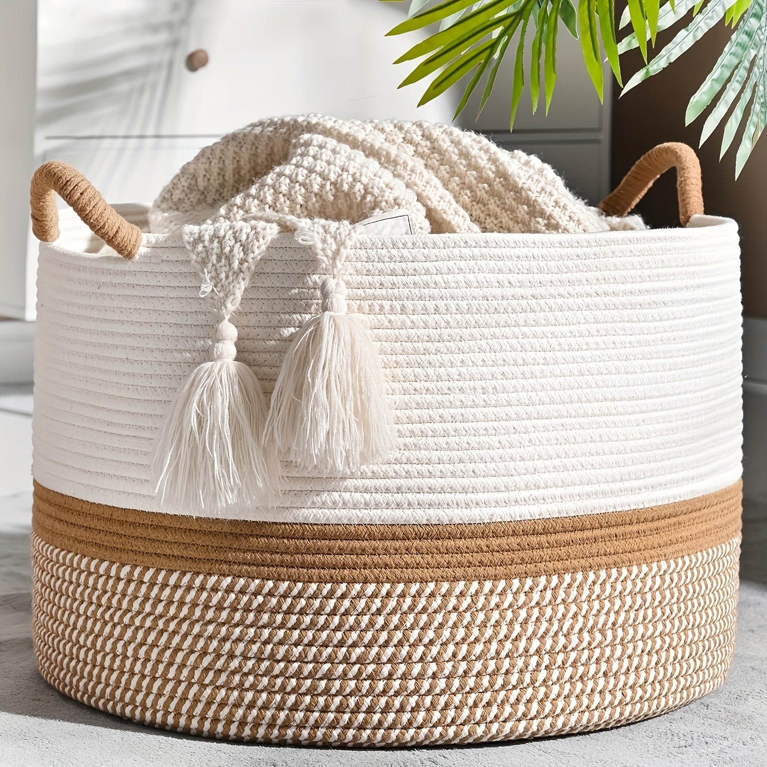 Boho Cotton Storage Basket - Stylish and Practical Solution