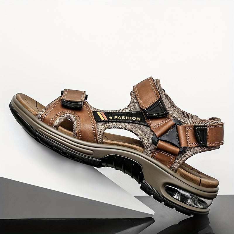 Premium Men's Leather Beach Sandals – Adjustable and Shock-Absorbing