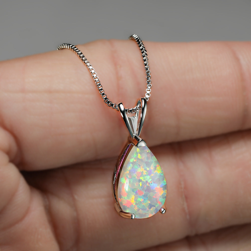 Minimalist Drop Opal Pendant Necklace – Selina