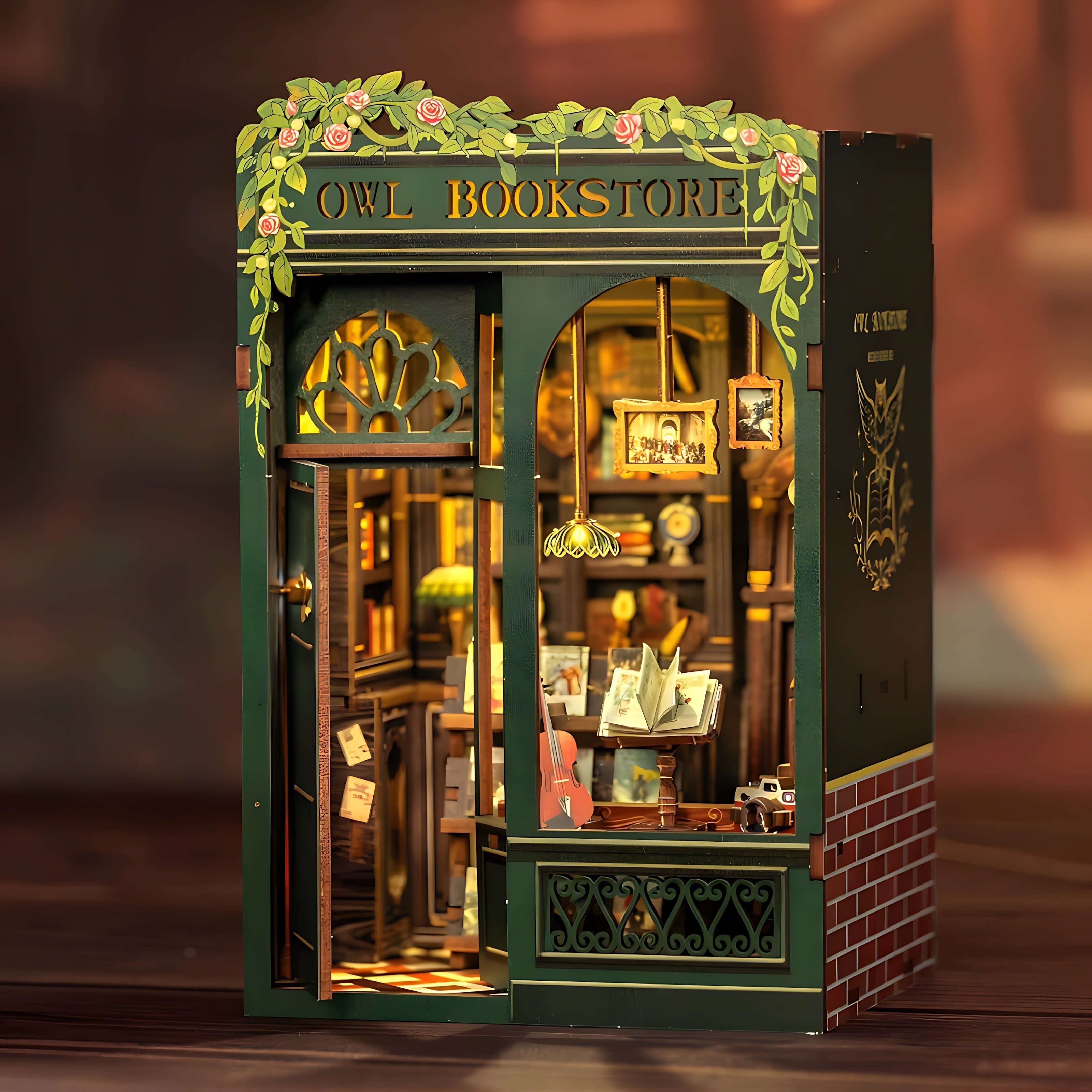 DIY Miniature Owl Bookshop – 3D Wooden Kit with Lighting for Creative Decoration