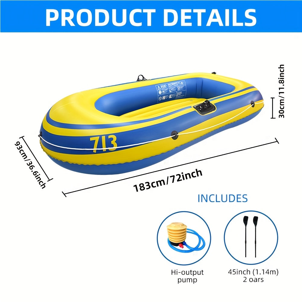 Inflatable Fishing Boat Set – Lightweight PVC Boat for 2 People with Paddles