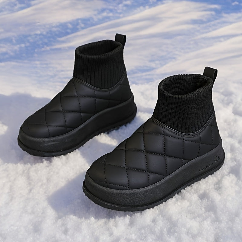 Ladies High-Top Winter Snow Boots – Quilted Design with Insulation and Slip-Resistant Rubber Sole