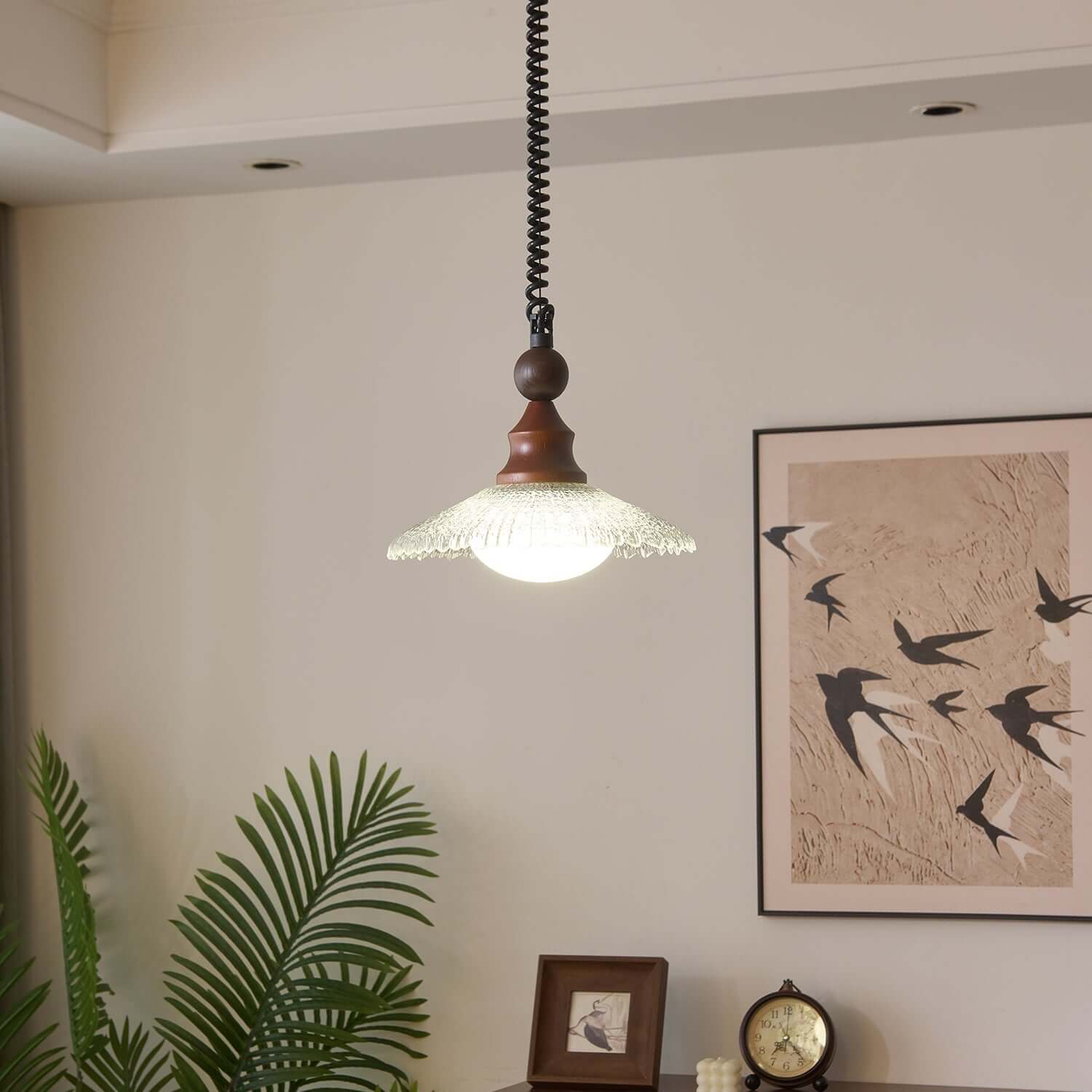 Pendant Light with Wooden Accents