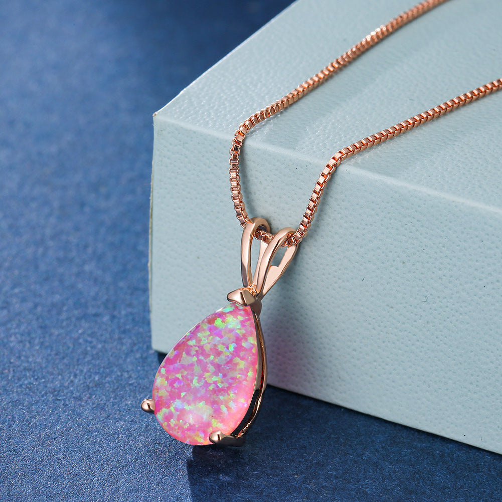 Minimalist Drop Opal Pendant Necklace – Selina