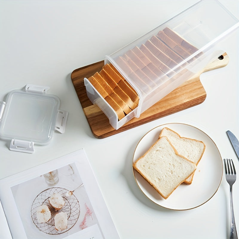 Transparent Bread Box with Airtight Lid - Freshness Preservation and Slicing Guide