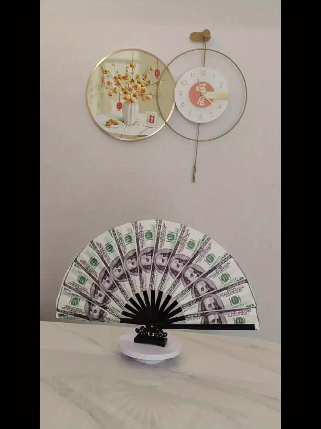 Large Money Print Folding Fan – Ideal for Festivals and Parties