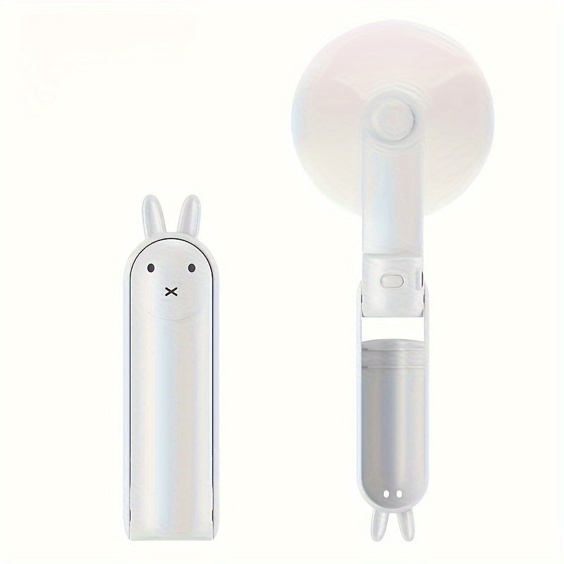 Mini Handheld Ventilator – 2-in-1 USB Rechargeable Fan with Cute Rabbit Design for Travel and Summer