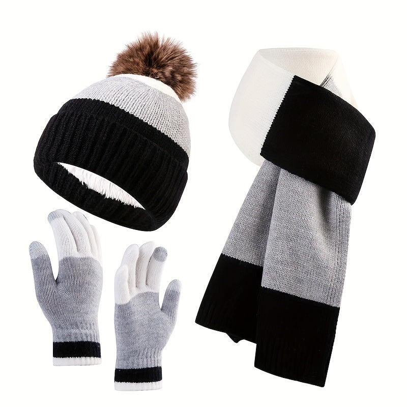 Trendy Winter Set - Beanie, Scarf and Gloves for Cold Days
