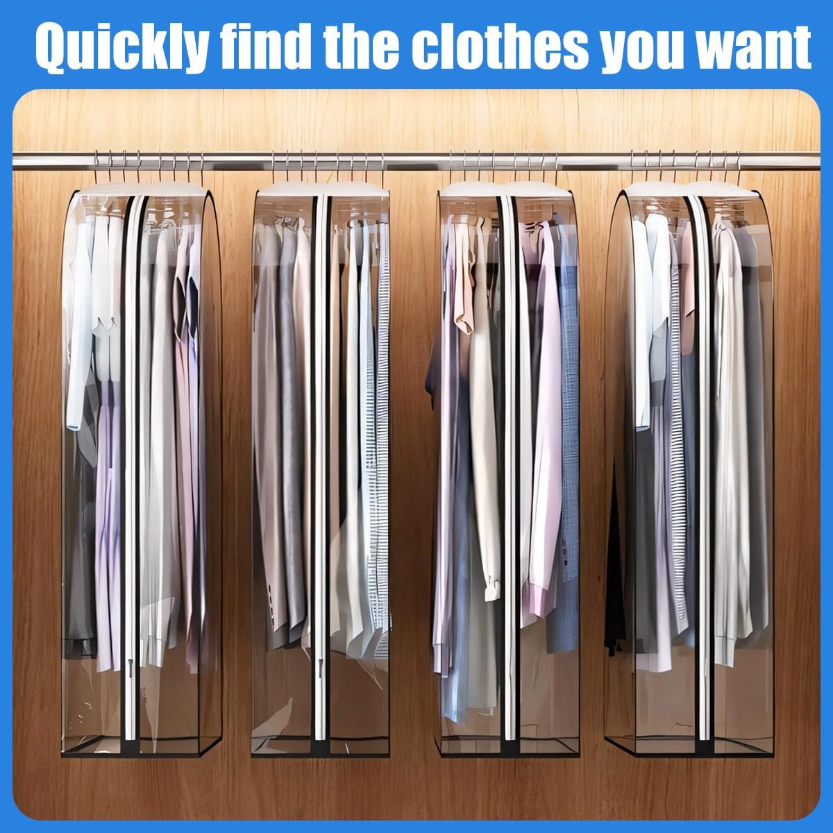 Clear Garment Covers with Side Pleats – 3-Pack Storage Bags with Side Zipper (Buy 1, Get 1 FREE)