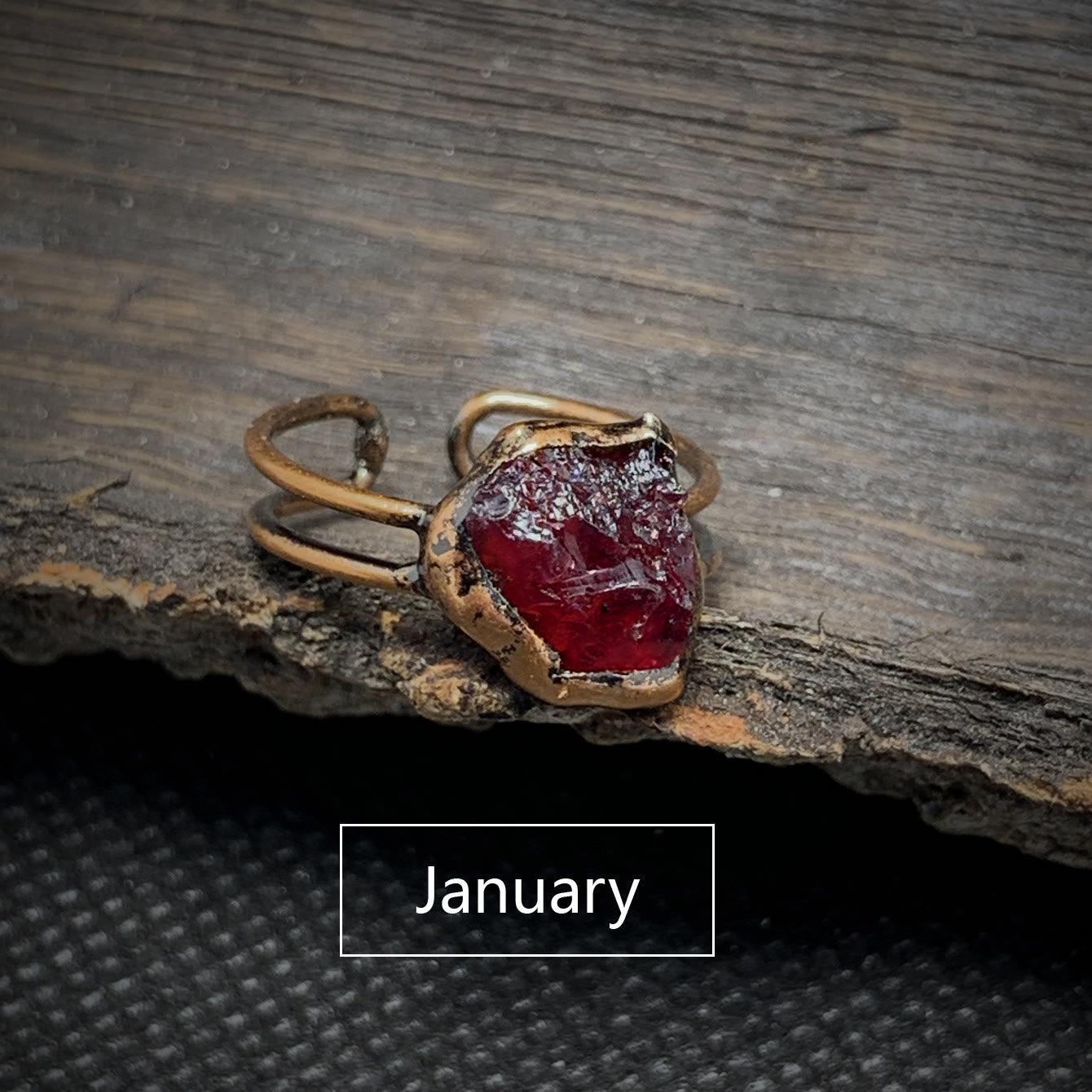 Natural Raw Stone Birth Ring – Selina