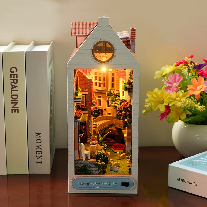 DIY Bruges House Bookstand – 3D Wooden Model of the Old Town