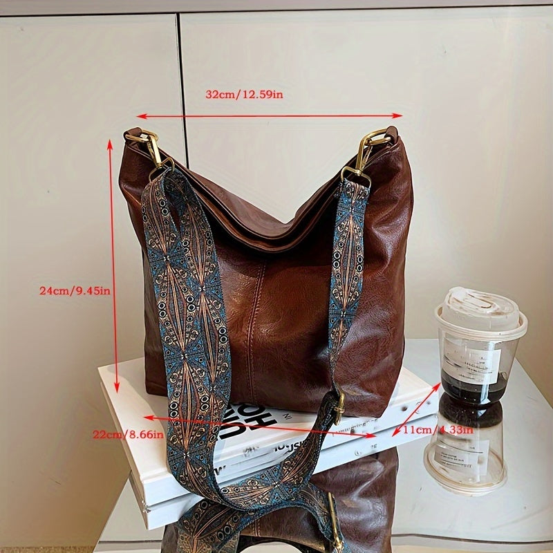 Wide Geometric Bag – Large Capacity Crossbody with Retro Vibe