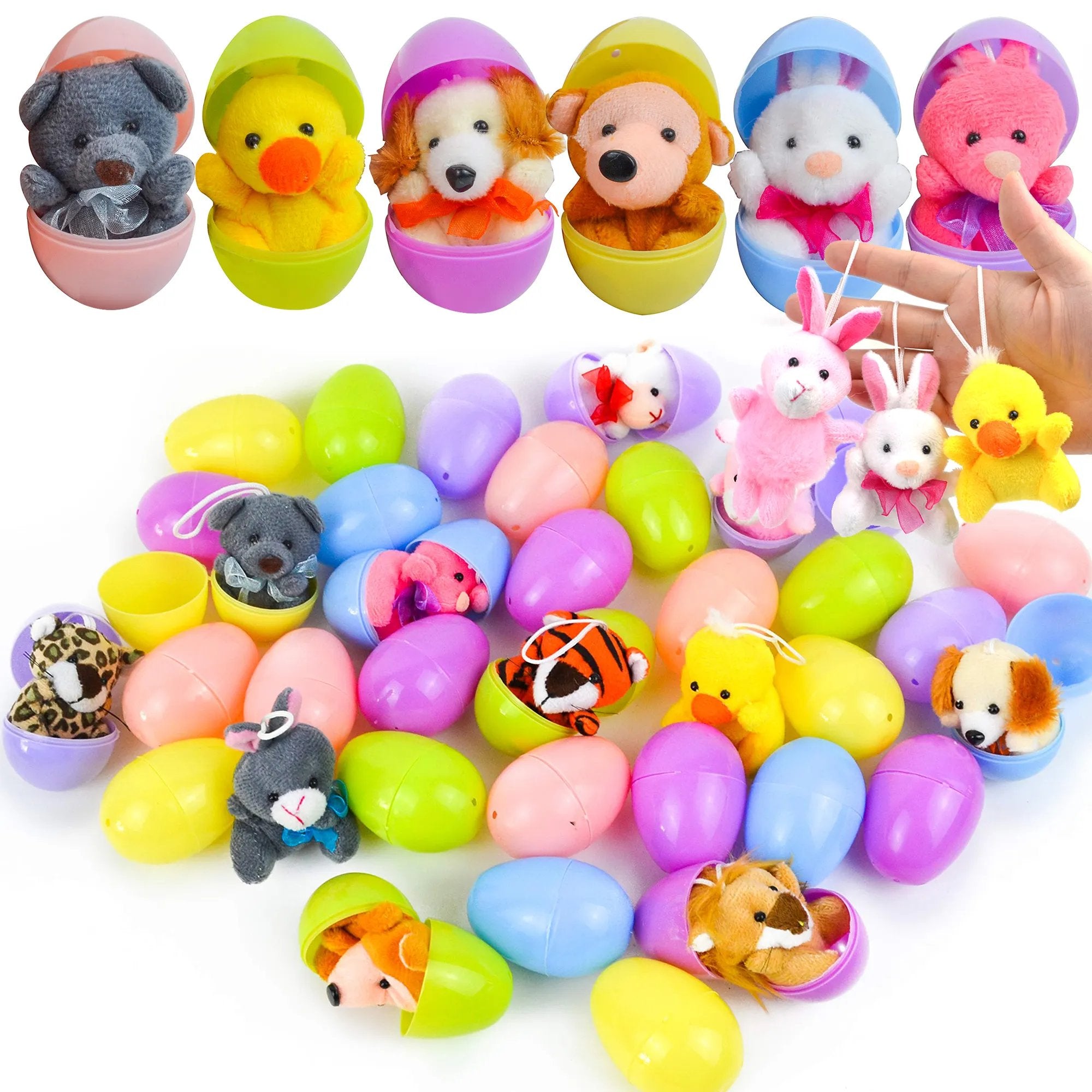 Plush Easter Eggs with Mini Animals for Children – 12 Piece Surprise Egg Set