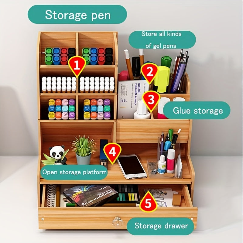 Spatial Bamboo Desk Organiser with Drawer – Organise Your Workspace Efficiently and Stylishly