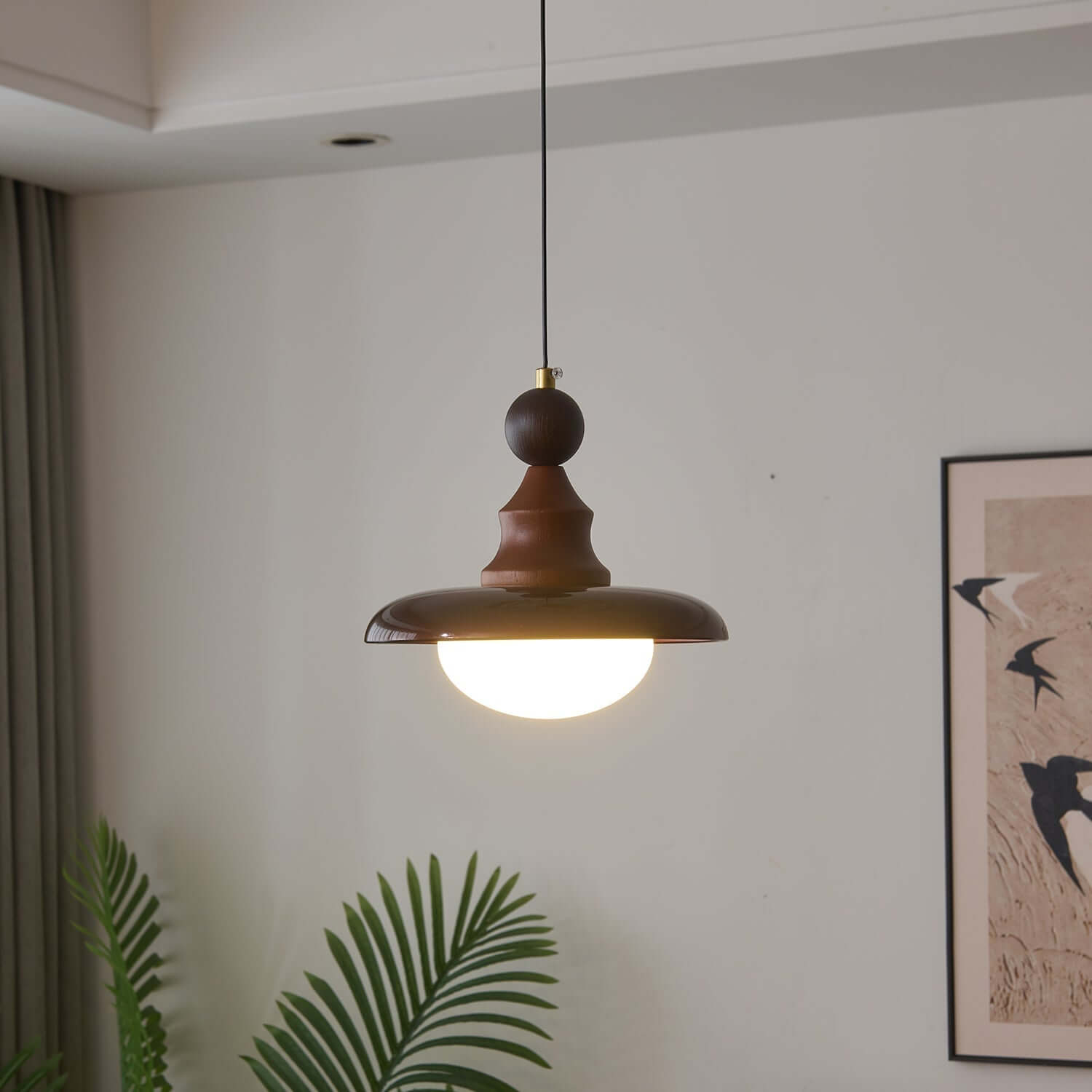Pendant Light with Wooden Accents