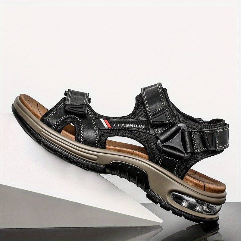 Premium Men's Leather Beach Sandals – Adjustable and Shock-Absorbing